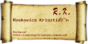 Roskovics Krisztián névjegykártya